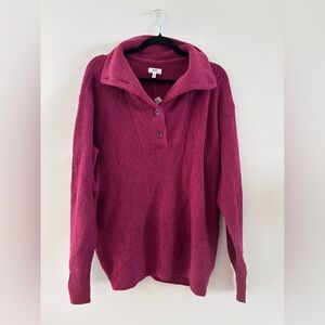 NWT Aerie Fuchsia Knit Oversized Pullover Sweater with Buttoned Collar, XS